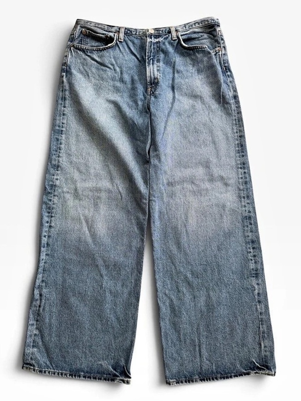 AGOLDE Keira Wide Leg Cotton Jeans in Blue Waist 30